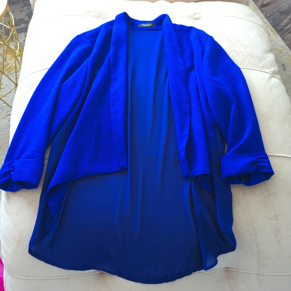 High low Blue Mesh Back Blazer 💙